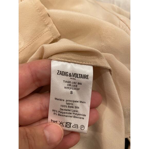 Zadig & Voltaire Silk Blouse Tiago Jac Bis Guitar Skeleton Angel L/S Size Small - Picture 6 of 6